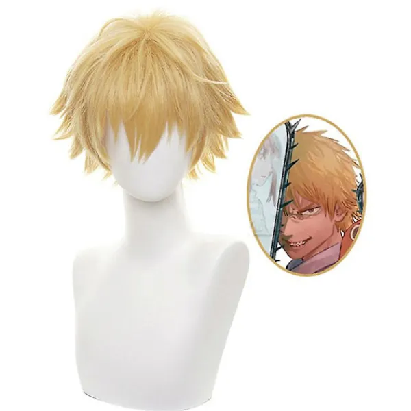 FMYSJ Chainsaw Man Denji Cosplay Kostym Peruk Herr Anime Halloween Gyllene Kort Hår (FMY)> Peruker