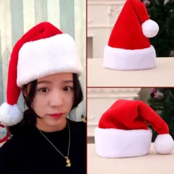 Christmas Decorations Christmas Hat Adult Party Dress Short Plush Hat for Christmas New Year Festive Holiday Party Supplies> Huvudbonader