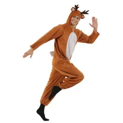 LAIQIANKUI Christmas Moose One-piece Par Rolig Party Scen Kostym Bar Mall Rendräkt ChildM> Dräkter