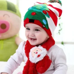 Holocky Christmas Santa Snowman Led Stickad Cap Beanie Hat><noscript><img width=