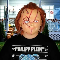 Chucky Mask Skräck Spöke Läskig Mask Mördar-Chucky Helhuvudsmask Karneval Halloween Cosplay Kostymtillbehör><noscript><img width=