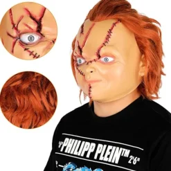 Chucky Mask Skräck Spöke Läskig Mask Mördar-Chucky Helhuvudsmask Karneval Halloween Cosplay Kostymtillbehör><noscript><img width=