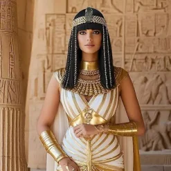 FMYSJ Cleopatra Cosplay Peruk, 30 cm Rak Damperuk med Lugg (FMY)><noscript><img width=