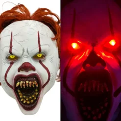 Clown Back to Soul 2 pennywise Mask LED Ljus Peruk Huvudbonad Skräck> Masker