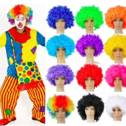 Clown peruk - 10 färger Orange> Peruker