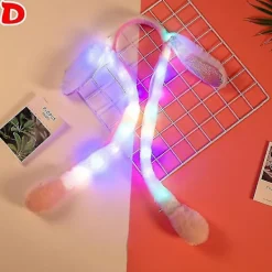 60cm söt kanin Pikachu plyschmössa med rörliga öron lysande hatt present till baby barn D> Huvudbonader