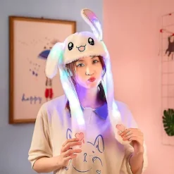 60cm söt kanin Pikachu plyschmössa med rörliga öron lysande hatt present till baby barn D><noscript><img width=