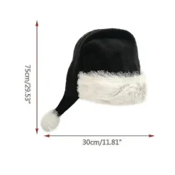 75cm Svart Plüsch Lång Julhatt Juldräkt Pompom Tomtehatt> Huvudbonader
