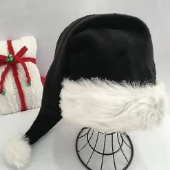 75cm Svart Plüsch Lång Julhatt Juldräkt Pompom Tomtehatt><noscript><img width=