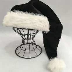 75cm Svart Plüsch Lång Julhatt Juldräkt Pompom Tomtehatt><noscript><img width=