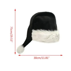 75cm Vuxen Barn Svart Plysch Lång Julhatt Juldräkt Pompom Jultomte Mössa Festival Party Tillbehör Gåvor><noscript><img width=