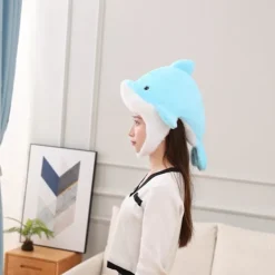 Cosplay Huvudbonad Ultra Mjuk Håll Värmen Foto Performance Rekvisita Delfin Plysch Cosplay Mössa för Fotostudio><noscript><img width=