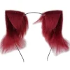 Cosplay Kitten Hårbåge Päls Kattöron Huvudband Påskfest Djur Huvudbonad（Vinfärgad）> Huvudbonader