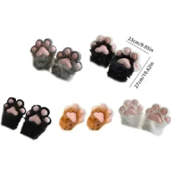 Cosplay Kostym Katt Tassar Handskar för Kvinnor Plysch Djur Tassar Handskar Halloween Fest Utklädnad Rekvisita Rollspel Handskar Vit><noscript><img width=