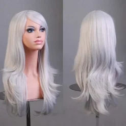 Superp Cosplay lång rulle anime peruk silver> Peruker
