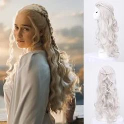 ##/Cosplay peruk för kvinnor, Daenerys peruk lång blond lockig Kha##/><noscript><img width=