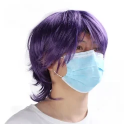 Cosplay peruk för män Kort Anime Cosplay Fashionabla festdräkt Syntethår ​​Peruk Lila><noscript><img width=