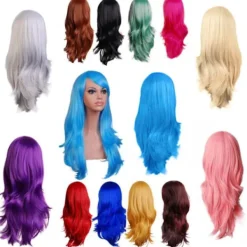 Cosplay Peruk inkl. peruknät & löshårskam Rosa> Peruker