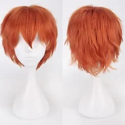 Cosplay Peruk, Kort Rak Pojkstil, Tecknad Animefest, för Män och Kvinnor (Orange)> Peruker