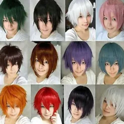 Cosplay Peruk, Kort Rak Pojkstil, Tecknad Animefest, för Män och Kvinnor (Orange)><noscript><img width=