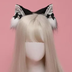Cosplay Pälshuvudbonad Klocka Rosett Hårsnodd Djur För Kattungar Kaw><noscript><img width=