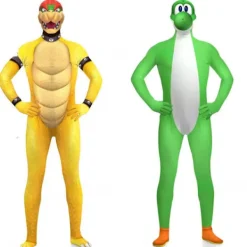 Cosplay Super Mario Bros Bowser Yoshi Mask Jumpsuit Vuxen Barn Bodysuit*Kostym -FA- Adult L（160）> Dräkter