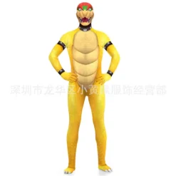 Cosplay Super Mario Bros Bowser Yoshi Mask Jumpsuit Vuxen Barn Bodysuit*Kostym -FA- Adult L（160）><noscript><img width=