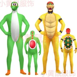Cosplay Super Mario Bros Bowser Yoshi Mask Jumpsuit Vuxen Barn Bodysuit*Kostym -FA- Adult L（160）><noscript><img width=
