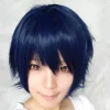 Cosplay Vuxna Tonåringar Anime Färgat Rakt Kort Hår Full Peruker (Indigo Blå)> Peruker