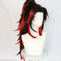 Cosplay-peruk Demon Slayer Kimetsu No Yaiba Tsugikuni Yoriichi Svart Röd> Peruker