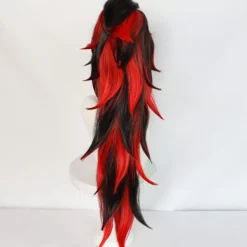 Cosplay-peruk Demon Slayer Kimetsu No Yaiba Tsugikuni Yoriichi Svart Röd><noscript><img width=