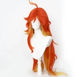 Cosplay-peruk Genshin Impact Mavuika Peruk Anime Kostym Långt Orange Vågigt Hår med Lugg för Kvinnor Halloween Familjefest><noscript><img width=