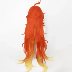 Cosplay-peruk Genshin Impact Mavuika Peruk Anime Kostym Långt Orange Vågigt Hår med Lugg för Kvinnor Halloween Familjefest><noscript><img width=