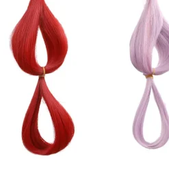 Cosplay-peruk halv röd och lila huvudbonad Shanks dotter peruker kvinna flicka anime kostym rekvisita><noscript><img width=