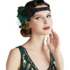 Coucoland 1920-tals fjäderhårband för kvinnor 20-tals stil Charleston hårband Maskeradtillbehör One Size Mörkgrön> Huvudbonader