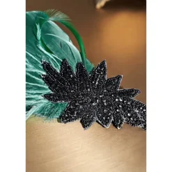 Coucoland 1920-tals fjäderhårband för kvinnor 20-tals stil Charleston hårband Maskeradtillbehör One Size Mörkgrön><noscript><img width=