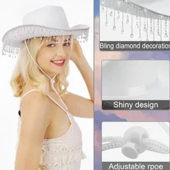 Cowboyhatt Halloween-kostym Cowgirlhatt för kvinnor män vuxna Western Cow Girl Hat Dress Up Birthday Halloween Cow Girl> Huvudbonader