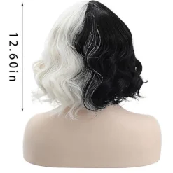 xinfish Cruella De Vil Peruk Cosplay Lockigt Kort Vågig Peruk><noscript><img width=