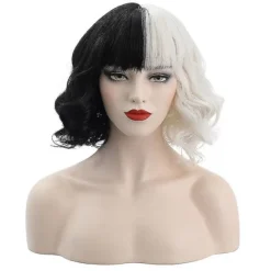 Cruella De Vil Peruk Kvinnor Cosplay Lockigt Hår Kort Vågig Peruk> Peruker