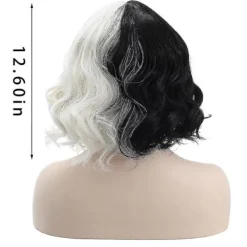 Cruella De Vil Peruk Kvinnor Cosplay Lockigt Hår Kort Vågig Peruk><noscript><img width=
