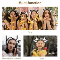 EURL Dalmatiner Hund Öron Pannband - 4-Pack Valp Öron Pannband Fluffigt Pannband Vuxna Barn Dalmatiner Kostym för Smink Tvätta Ansikte{ee}><noscript><img width=