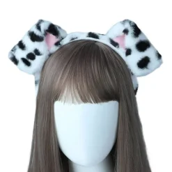 Dalmatinska hundöron Pannband - Puppy Ears Pannband Fluffig kostym Vuxen Barn Dalmatiner Klä upp för Halloween Hundfest Cosplay> Huvudbonader