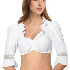 Dam Blus För Oktoberfest Blus Svart Casual Dam Dirndl Blus Spets Dirndl XXL Vit XXL> Dräkter