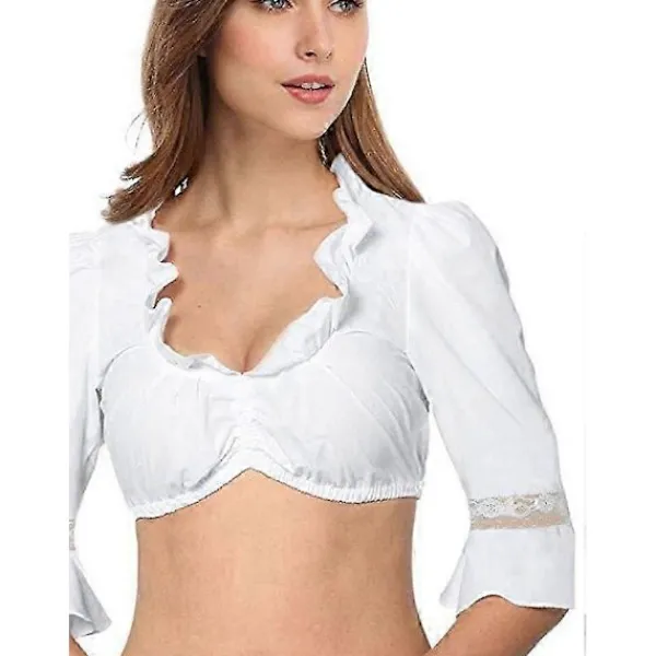 Dam Blus För Oktoberfest Blus Svart Casual Dam Dirndl Blus Spets Dirndl XXL Vit XXL> Dräkter