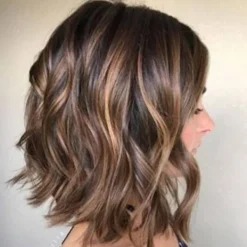 Dam Gradient Kort Lockig Peruk Bob Vågigt helhår Peruk Cosplay> Peruker