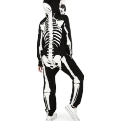 Dam Halloween Skelettdräkt - Bekväm och Enkel Vuxen Jumpsuit Bodysuit - Fram- och Baktryck med Blixtlås.> Dräkter