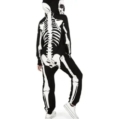Dam Halloween Skelettdräkt - Bekväm och Enkel Vuxen Jumpsuit Bodysuit - Fram- och Baktryck med Blixtlås> Dräkter