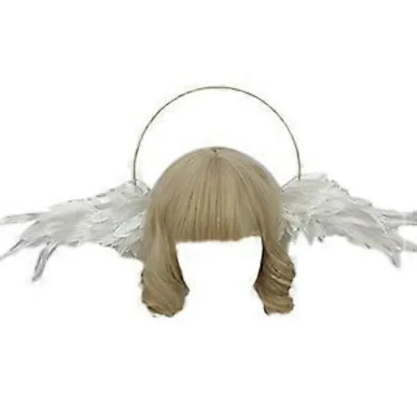 Dam Mary Halos Kronor Pannband Ängelvinge Tiara Håraccessoarer Gudinna Huvudstycke Huvudbonad för Cosplay Vit Vit> Peruker