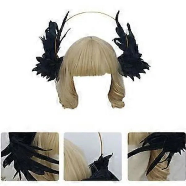 Dam Mary Halos Kronor Pannband Ängelvinge Tiara Håraccessoarer Gudinna Huvudstycke Huvudbonad för Cosplay Vit Vit> Peruker