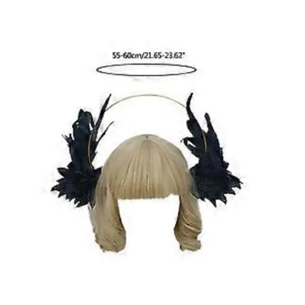 Dam Mary Halos Kronor Pannband Ängelvinge Tiara Håraccessoarer Gudinna Huvudstycke Huvudbonad för Cosplay Vit Vit> Peruker